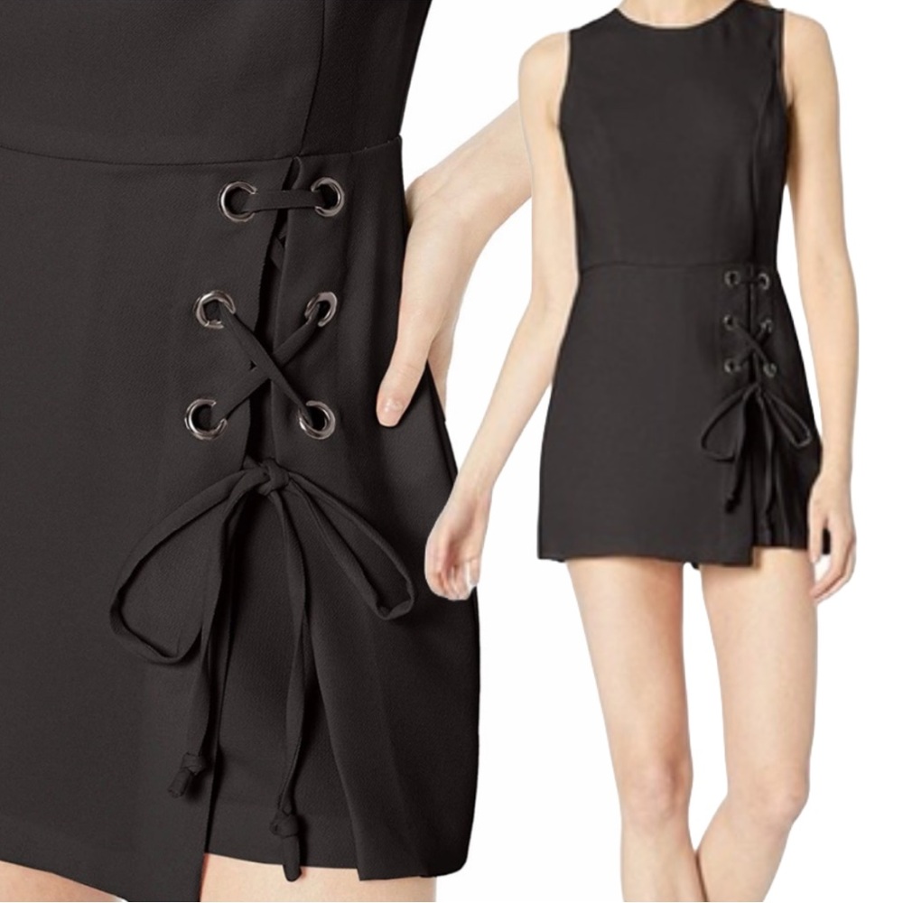 BCBGeneration Lace Up Romper in Black, Women’s 10